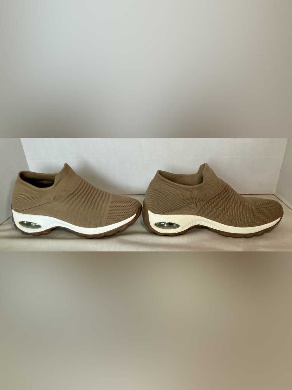 STQ Women's Walking Shoes Slip on Breathable Sneakers Taupe US SIZE 9 - Picture 7 of 16
